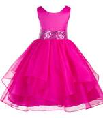 pink plain polyester kids girl gowns