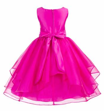pink plain polyester kids girl gowns 2