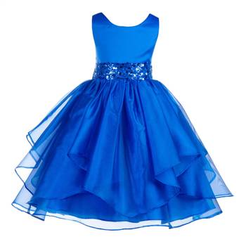 blue plain polyester kids girl gowns 1