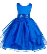blue plain polyester kids girl gowns