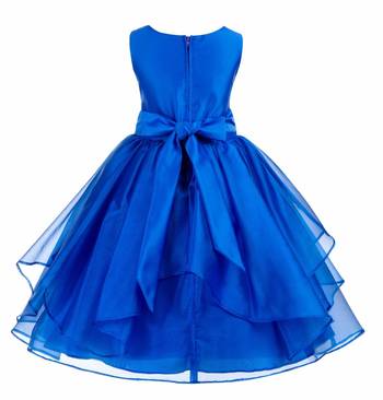 blue plain polyester kids girl gowns 2
