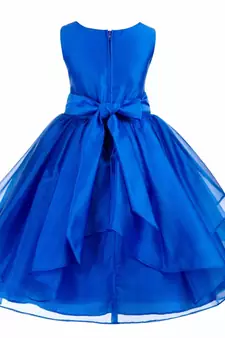 blue plain polyester kids girl gowns