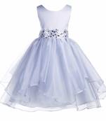 grey plain polyester kids girl gowns