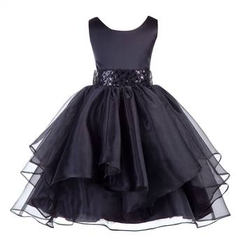 black plain polyester kids girl gowns 1