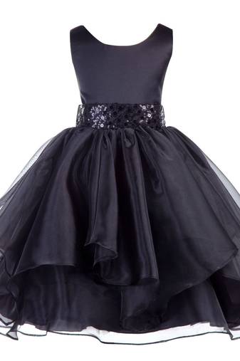 black plain polyester kids girl gowns