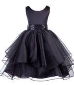 black plain polyester kids girl gowns