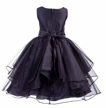 black plain polyester kids girl gowns 2
