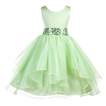 green plain polyester kids girl gowns 1