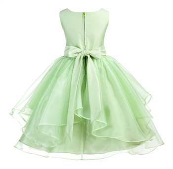 green plain polyester kids girl gowns 2