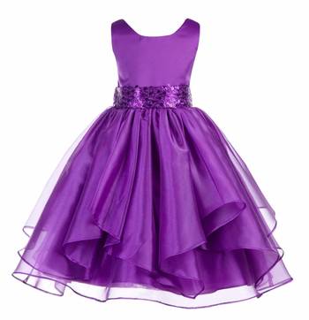 purple plain polyester kids girl gowns 1