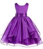 purple plain polyester kids girl gowns