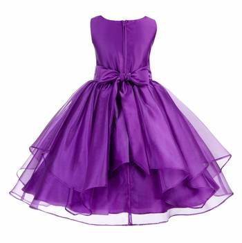 purple plain polyester kids girl gowns 2