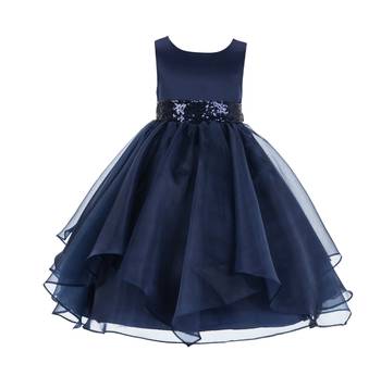 blue plain polyester kids girl gowns 1