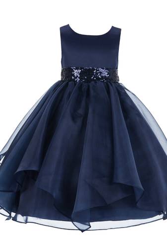 blue plain polyester kids girl gowns