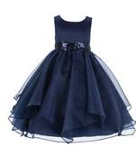 blue plain polyester kids girl gowns