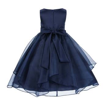 blue plain polyester kids girl gowns 2