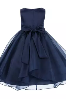 blue plain polyester kids girl gowns