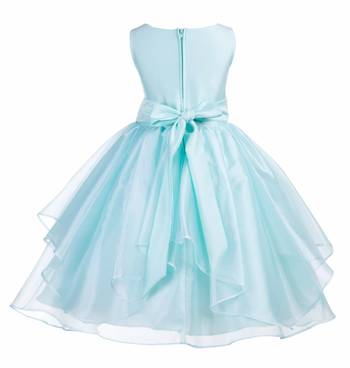 green plain polyester kids girl gowns 2