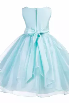 green plain polyester kids girl gowns