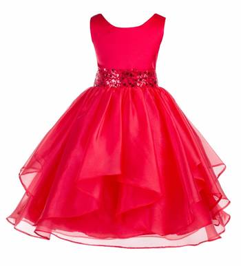 red plain polyester kids girl gowns 1