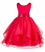 red plain polyester kids girl gowns