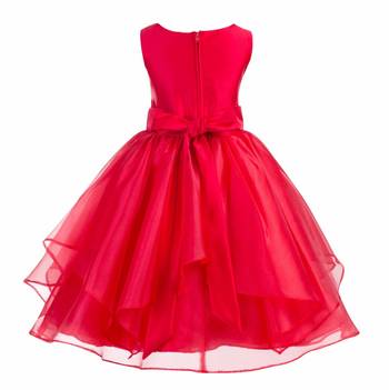 red plain polyester kids girl gowns 2
