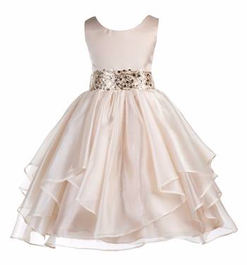 gold plain polyester kids girl gowns 1