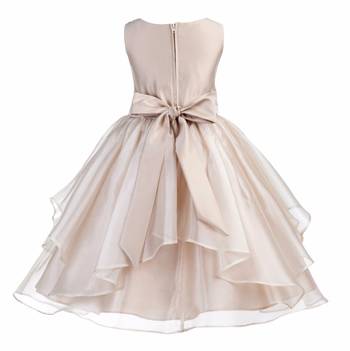 gold plain polyester kids girl gowns 2