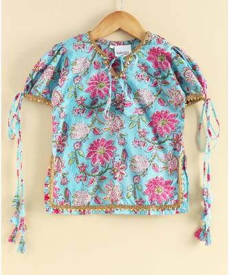 blue Triple layered sharara Kurti set 2