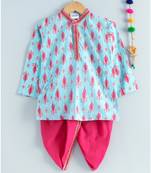 Blue Kurta with a Fuschia Dhoti