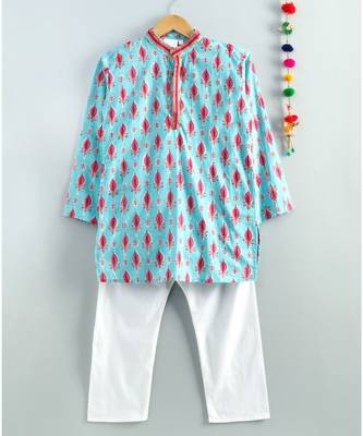 Blue Kurta with a white Pajama 1