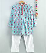 Blue Kurta with a white Pajama