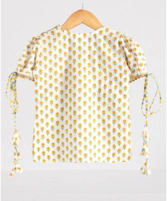 Floral Kurti with a striped triple layered sharara and a yellow dupatta 6