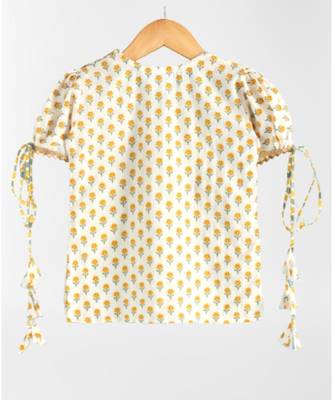 Floral Kurti with a striped triple layered sharara and a yellow dupatta 7