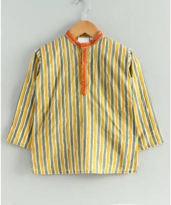 yellow striped kurta with a mustard dhoti 2