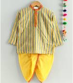 yellow striped kurta with a mustard dhoti