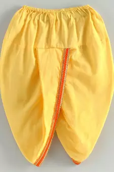 yellow striped kurta with a mustard dhoti