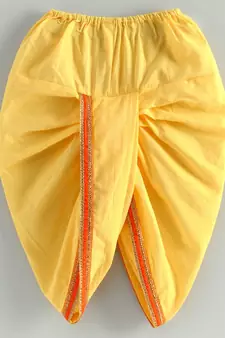 yellow striped kurta with a mustard dhoti