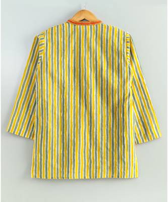 yellow striped kurta with a white pajama 5