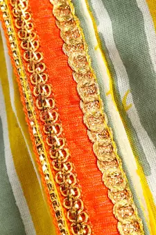 yellow striped kurta with a white pajama