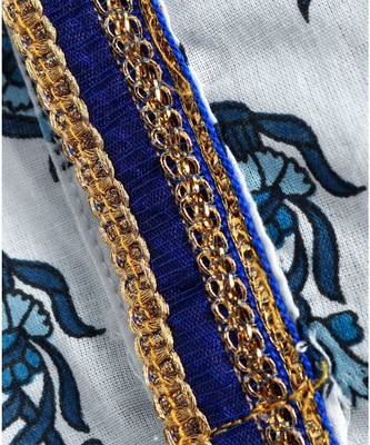 white printed kurta with blue dhoti 8