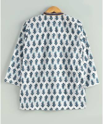 white printed kurta with white pajama 4