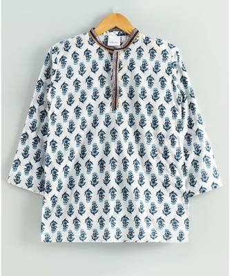 white printed kurta with white pajama 5