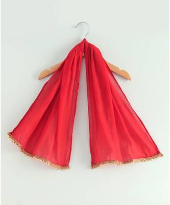 floral peach kurti with a triple layered sharara and a red dupatta 8