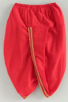 Peach kurta with Red dhoti