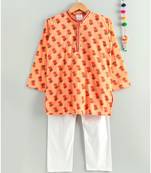 peach kurta with white pajama