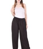 Black plain rayon trousers
