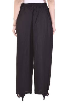 Black plain rayon trousers
 2