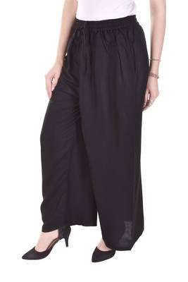 Black plain rayon trousers
 3
