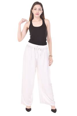 White plain rayon trousers
 1